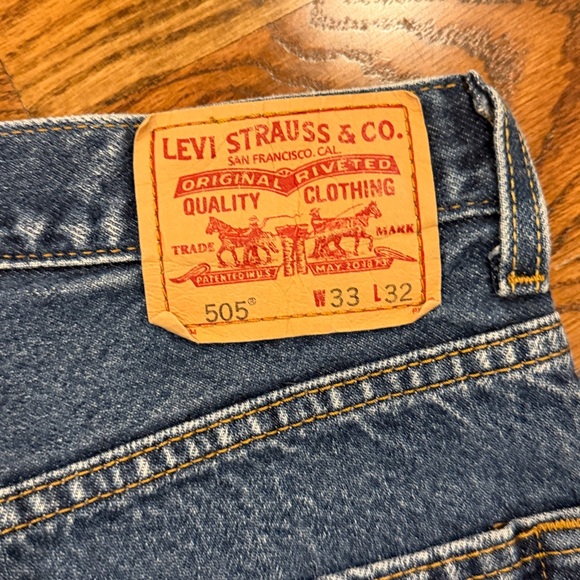 Levi's Blue Patchwork Straight Leg Jeans - Picture 3 of 5